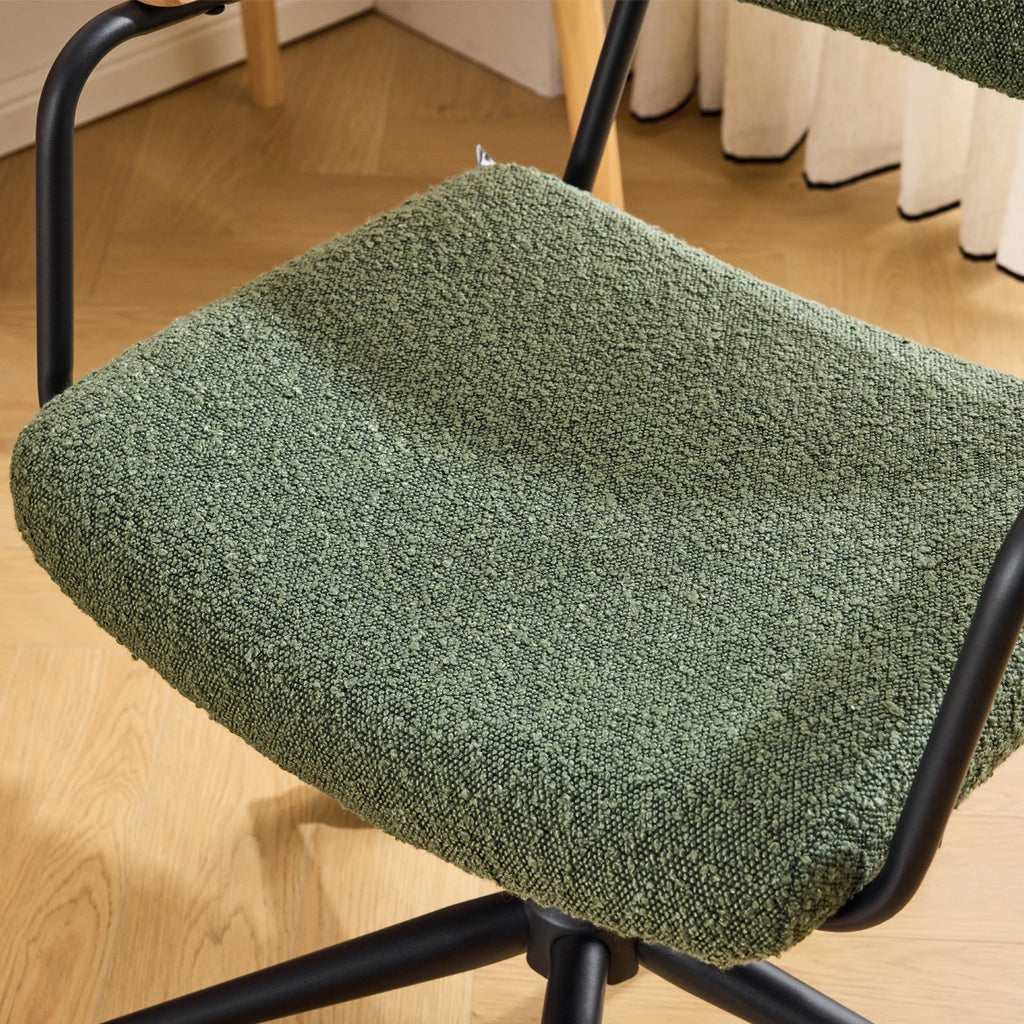 Gianni - Fauteuil de Bureau Pivotant et Réglable en Hauteur en Tissu Bouclé - Vert