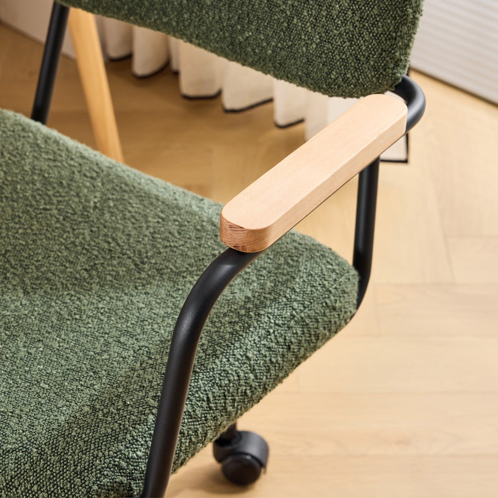 Gianni - Fauteuil de Bureau Pivotant et Réglable en Hauteur en Tissu Bouclé - Vert
