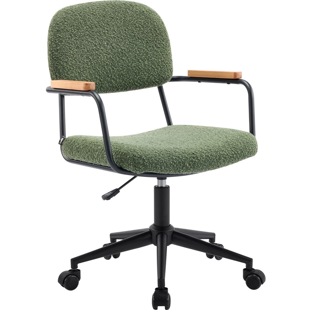 Gianni - Fauteuil de Bureau Pivotant et Réglable en Hauteur en Tissu Bouclé - Vert