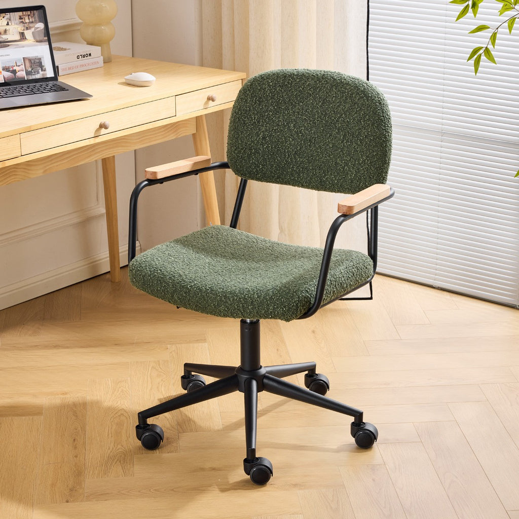 Gianni - Fauteuil de Bureau Pivotant et Réglable en Hauteur en Tissu Bouclé - Vert
