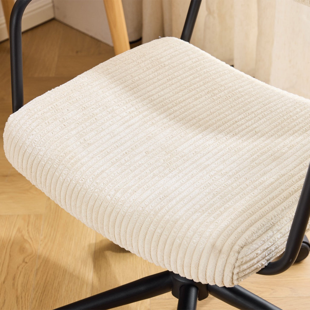 Gianni - Fauteuil de Bureau Pivotant et Réglable en Hauteur en Velours Côtelé - Beige