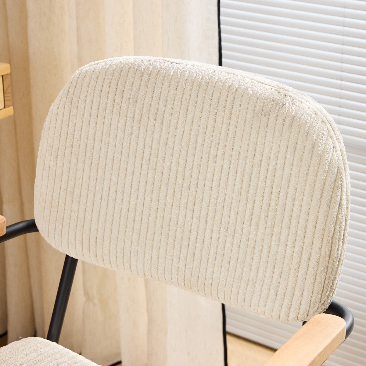Gianni - Fauteuil de Bureau Pivotant et Réglable en Hauteur en Velours Côtelé - Beige