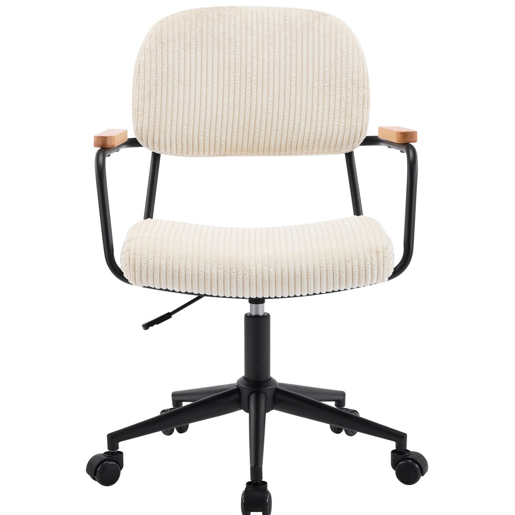 Gianni - Fauteuil de Bureau Pivotant et Réglable en Hauteur en Velours Côtelé - Beige