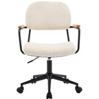 Gianni - Fauteuil de Bureau Pivotant et Réglable en Hauteur en Velours Côtelé - Beige