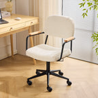 Gianni - Fauteuil de Bureau Pivotant et Réglable en Hauteur en Velours Côtelé - Beige