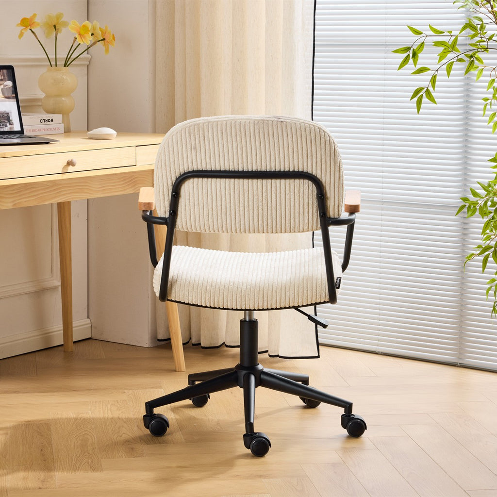 Gianni - Fauteuil de Bureau Pivotant et Réglable en Hauteur en Velours Côtelé - Beige