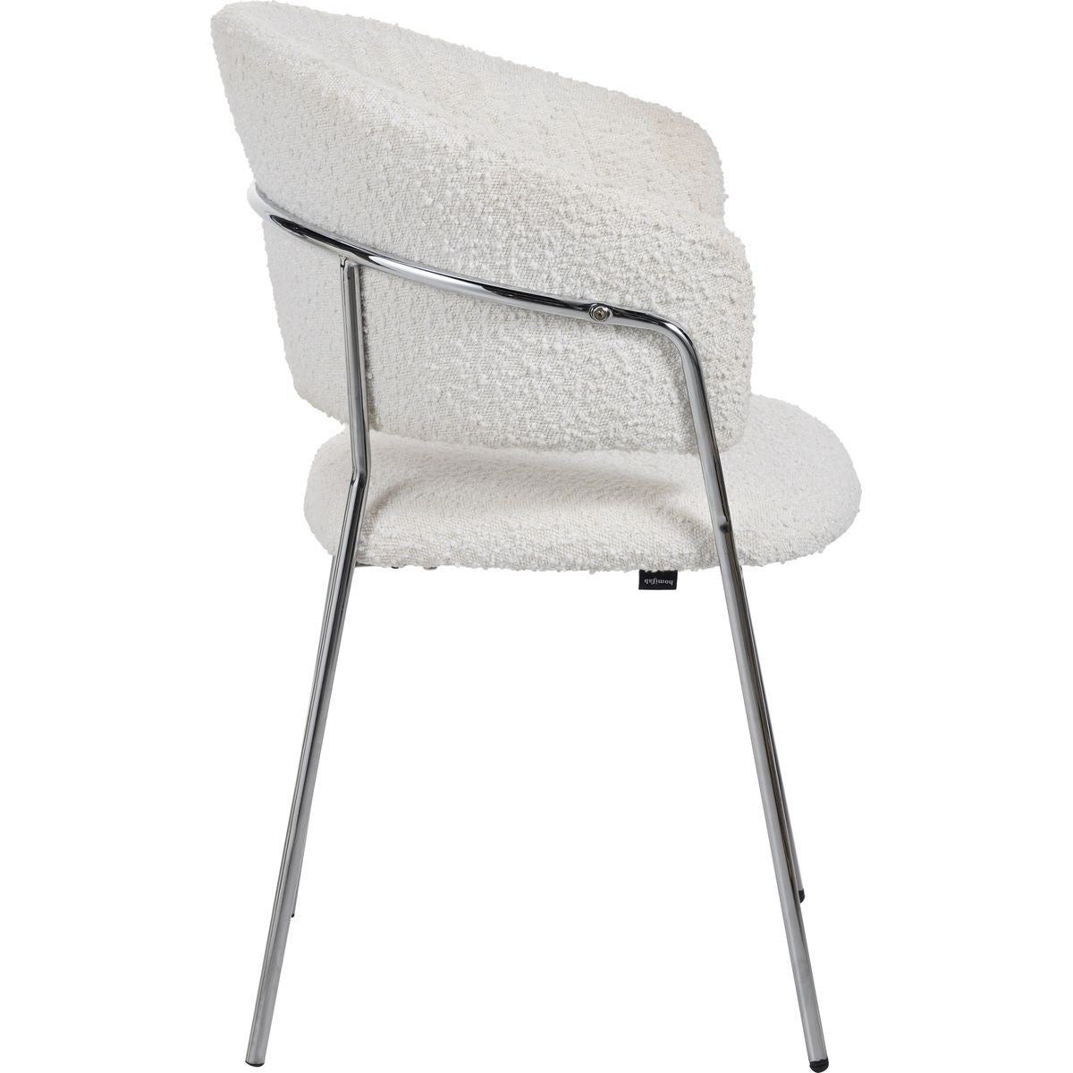 Isya - Lot de 2 Chaises en Tissu Bouclé et Piètement Chromé - Beige