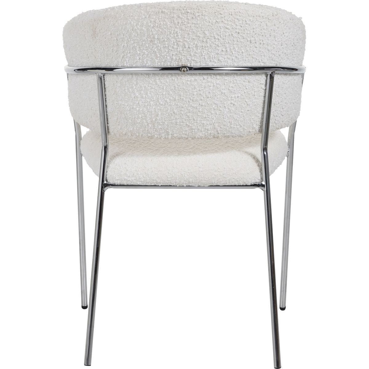 Isya - Lot de 2 Chaises en Tissu Bouclé et Piètement Chromé - Beige