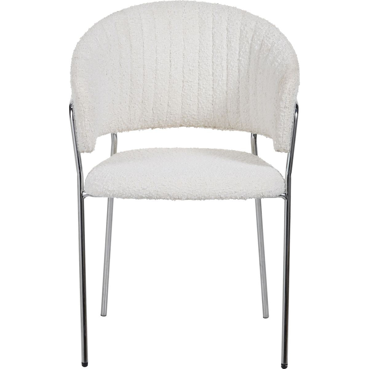 Isya - Lot de 2 Chaises en Tissu Bouclé et Piètement Chromé - Beige