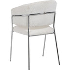 Isya - Lot de 2 Chaises en Tissu Bouclé et Piètement Chromé - Beige