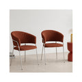 Isya - Lot de 2 Chaises en Tissu Bouclé et Piètement Chromé - Rouille