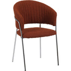 Isya - Lot de 2 Chaises en Tissu Bouclé et Piètement Chromé - Rouille