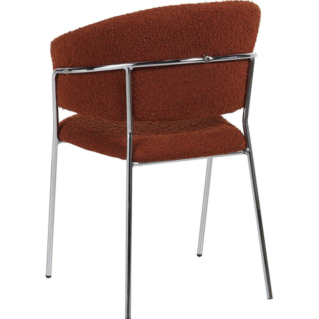Isya - Lot de 2 Chaises en Tissu Bouclé et Piètement Chromé - Rouille