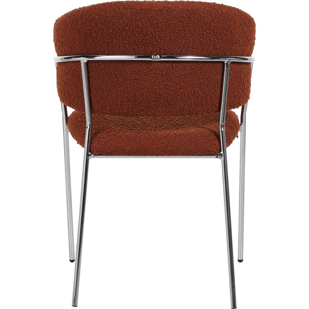 Isya - Lot de 2 Chaises en Tissu Bouclé et Piètement Chromé - Rouille