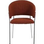 Isya - Lot de 2 Chaises en Tissu Bouclé et Piètement Chromé - Rouille