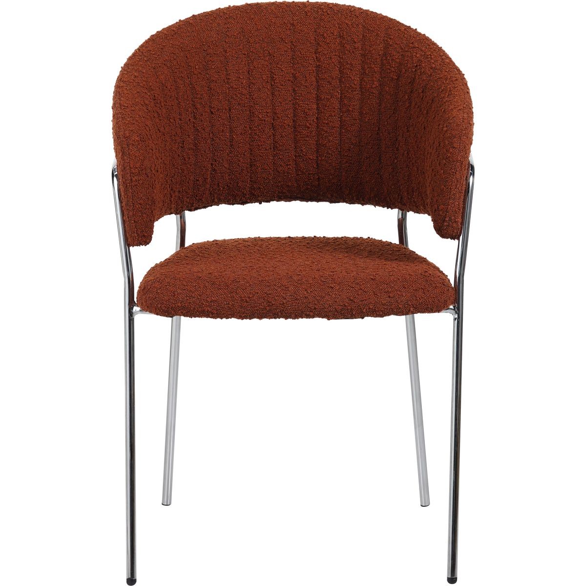 Isya - Lot de 2 Chaises en Tissu Bouclé et Piètement Chromé - Rouille