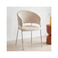 Isya - Lot de 2 Chaises en Velours Côtelé et Piètement Chromé - Beige