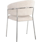 Isya - Lot de 2 Chaises en Velours Côtelé et Piètement Chromé - Beige