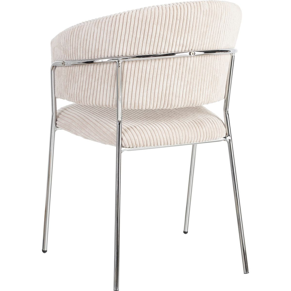 Isya - Lot de 2 Chaises en Velours Côtelé et Piètement Chromé - Beige