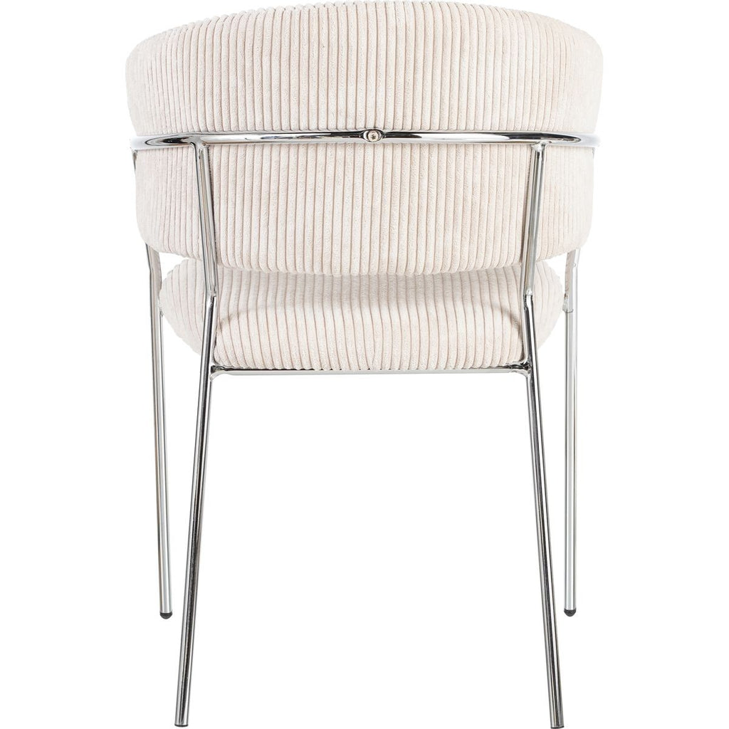 Isya - Lot de 2 Chaises en Velours Côtelé et Piètement Chromé - Beige