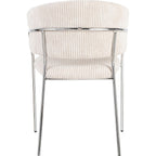 Isya - Lot de 2 Chaises en Velours Côtelé et Piètement Chromé - Beige