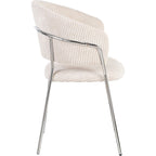Isya - Lot de 2 Chaises en Velours Côtelé et Piètement Chromé - Beige