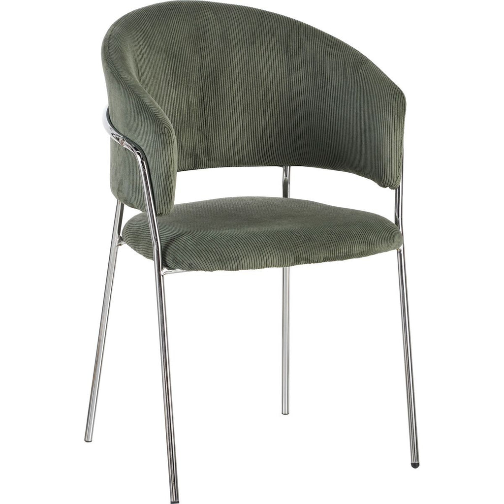 Isya - Lot De 2 Chaises - Velours Côtelé - Vert Kaki