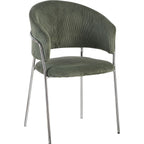 Isya - Lot De 2 Chaises - Velours Côtelé - Vert Kaki