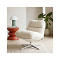 Julia - Fauteuil Pivotant en Velours Cotelé et Piètement Chromé - Beige