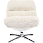 Julia - Fauteuil Pivotant en Velours Cotelé et Piètement Chromé - Beige