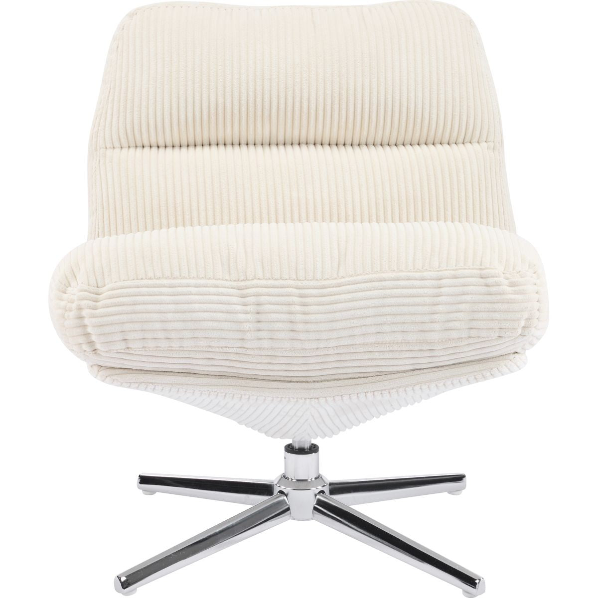 Julia - Fauteuil Pivotant en Velours Cotelé et Piètement Chromé - Beige