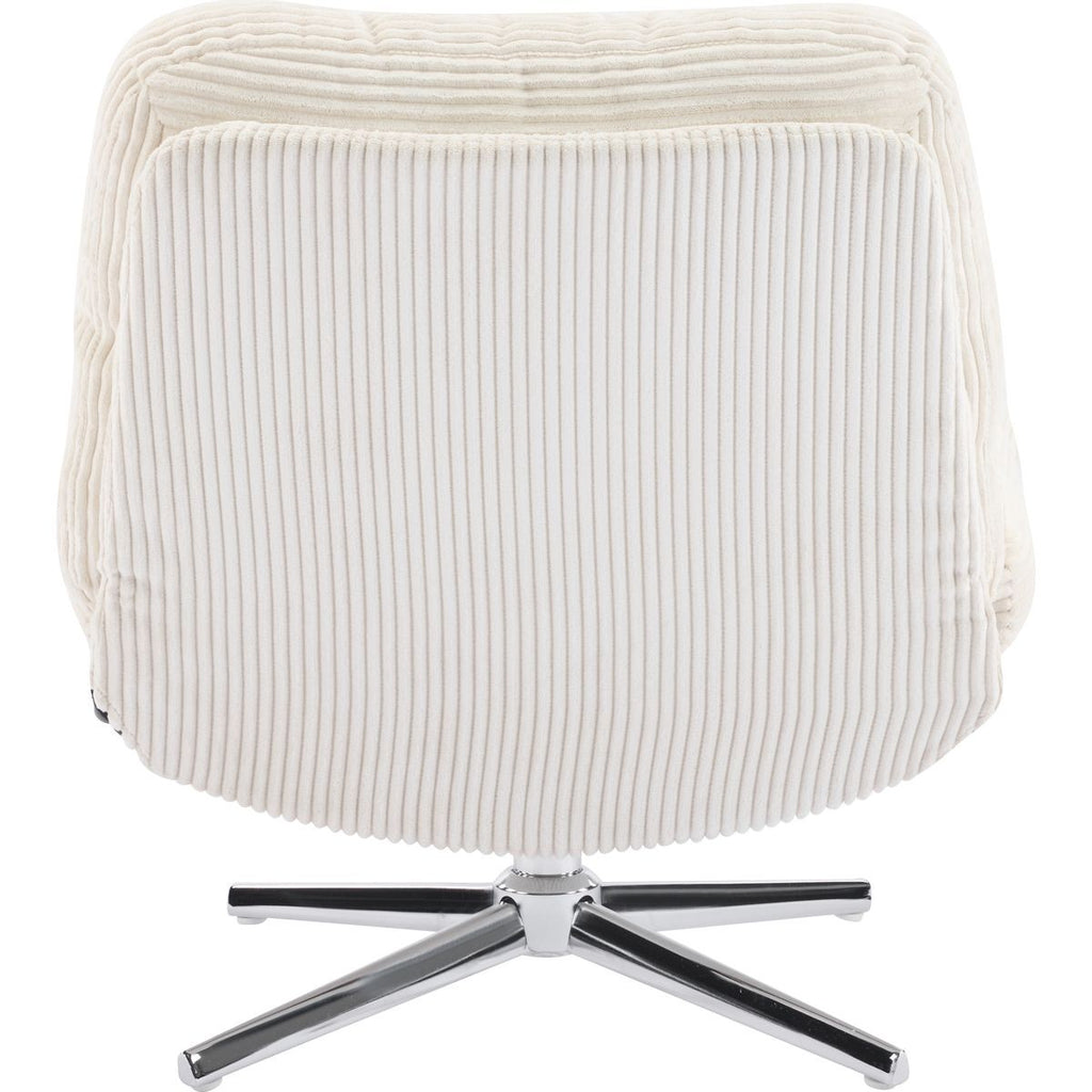 Julia - Fauteuil Pivotant en Velours Cotelé et Piètement Chromé - Beige