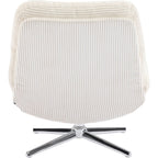 Julia - Fauteuil Pivotant en Velours Cotelé et Piètement Chromé - Beige