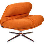 Julia - Fauteuil Pivotant en Velours Côtelé Orange et Piètement Chromé - Rose