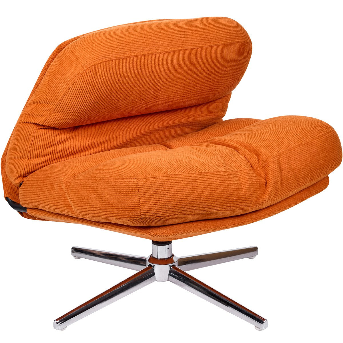 Julia - Fauteuil Pivotant en Velours Côtelé Orange et Piètement Chromé - Rose