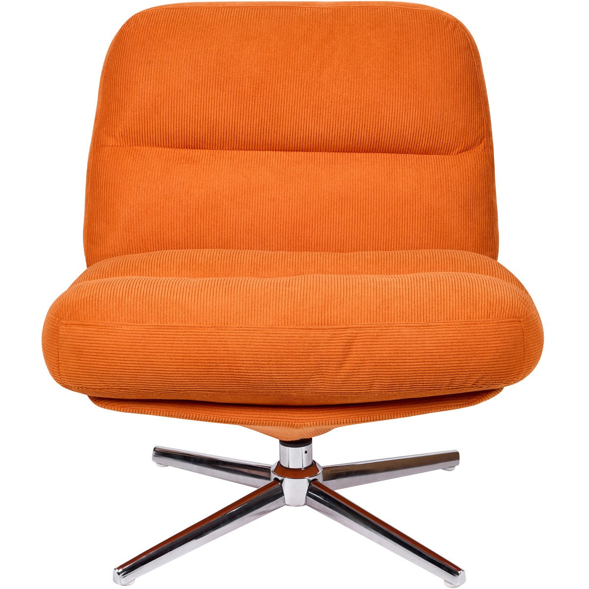 Julia - Fauteuil Pivotant en Velours Côtelé Orange et Piètement Chromé - Rose