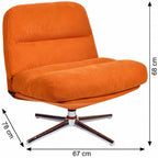 Julia - Fauteuil Pivotant en Velours Côtelé Orange et Piètement Chromé - Rose