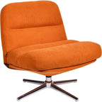 Julia - Fauteuil Pivotant en Velours Côtelé Orange et Piètement Chromé - Rose