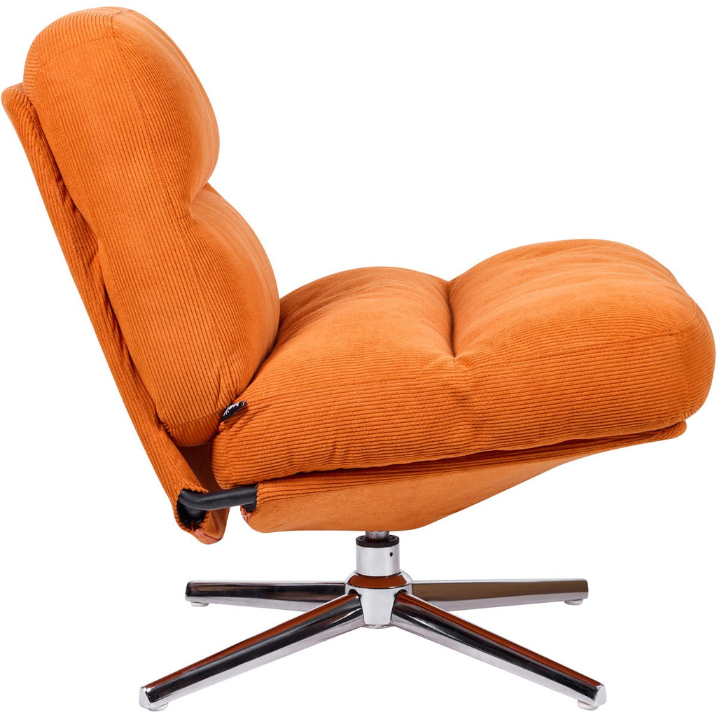 Julia - Fauteuil Pivotant en Velours Côtelé Orange et Piètement Chromé - Rose