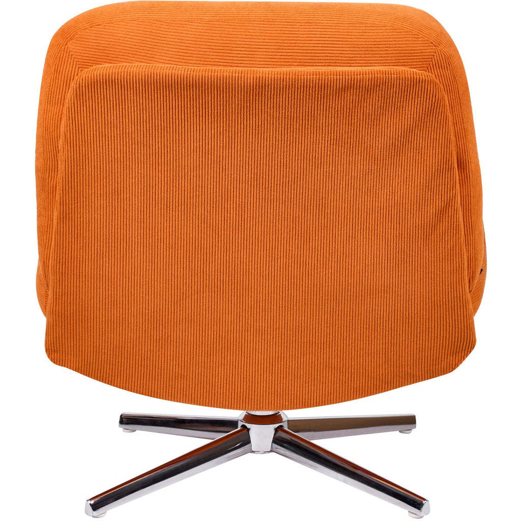 Julia - Fauteuil Pivotant en Velours Côtelé Orange et Piètement Chromé - Rose
