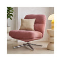 Julia - Fauteuil Pivotant en Velours Côtelé et Piètement Chromé - Rose