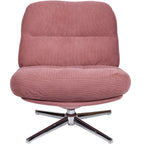 Julia - Fauteuil Pivotant en Velours Côtelé et Piètement Chromé - Rose