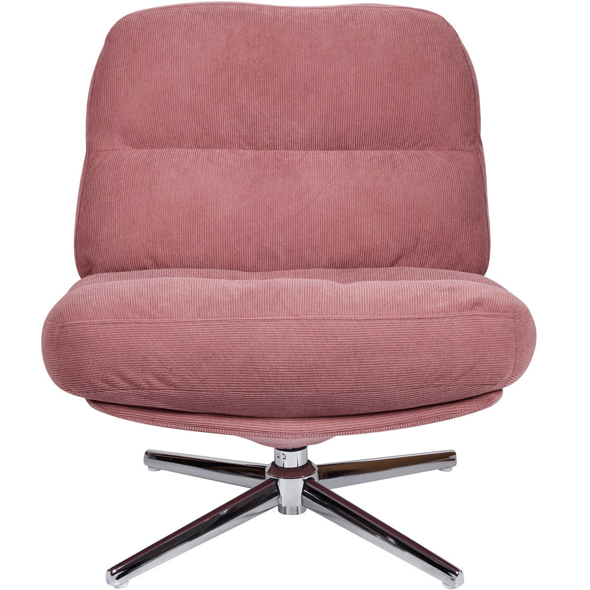 Julia - Fauteuil Pivotant en Velours Côtelé et Piètement Chromé - Rose