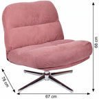 Julia - Fauteuil Pivotant en Velours Côtelé et Piètement Chromé - Rose