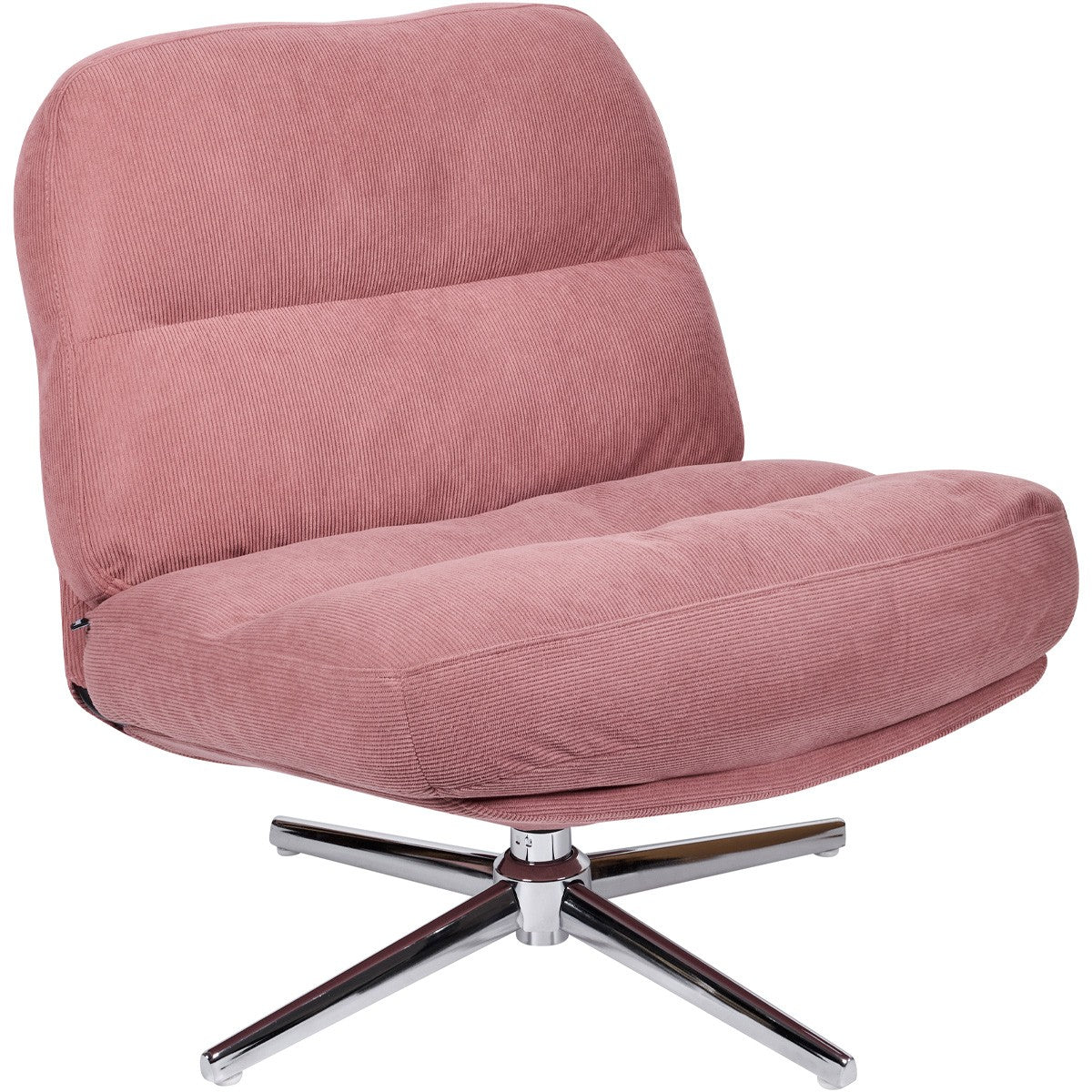 Julia - Fauteuil Pivotant en Velours Côtelé et Piètement Chromé - Rose
