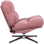 Julia - Fauteuil Pivotant en Velours Côtelé et Piètement Chromé - Rose