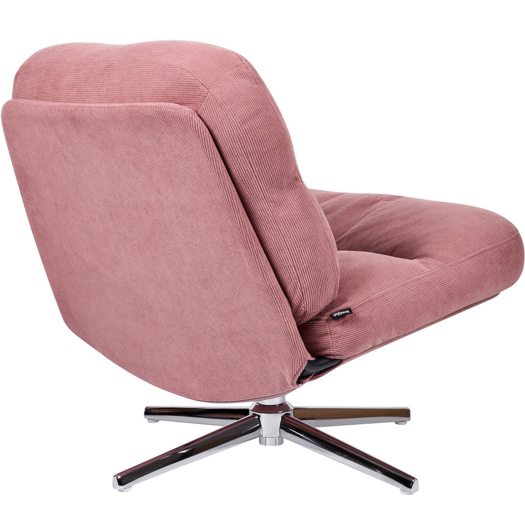 Julia - Fauteuil Pivotant en Velours Côtelé et Piètement Chromé - Rose