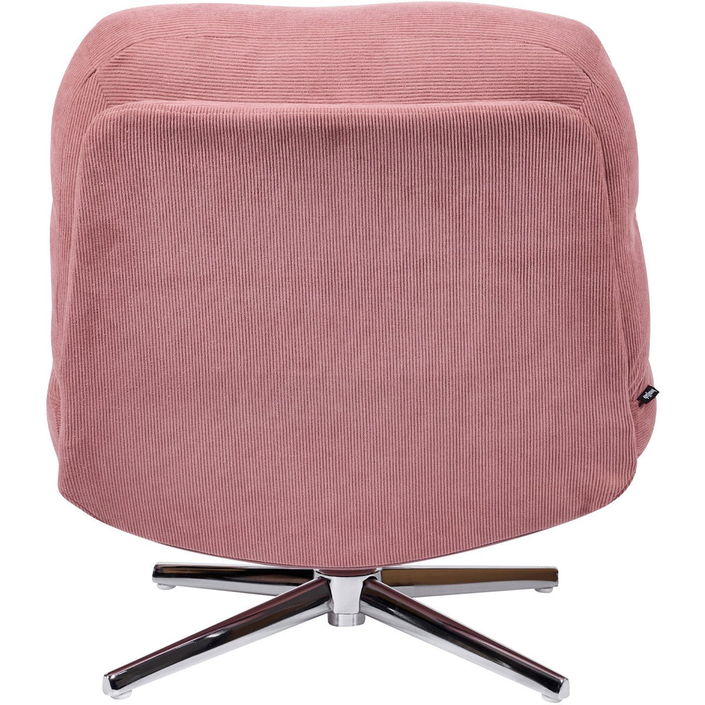 Julia - Fauteuil Pivotant en Velours Côtelé et Piètement Chromé - Rose