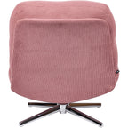 Julia - Fauteuil Pivotant en Velours Côtelé et Piètement Chromé - Rose