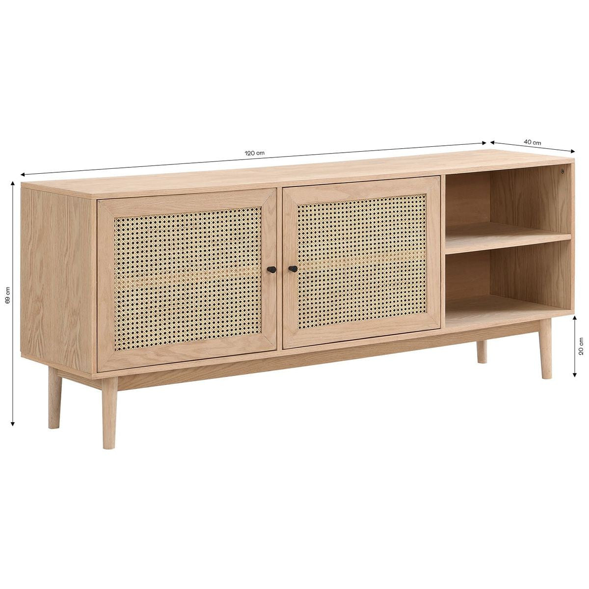 Eden - Buffet - Cannage Et Placage Chêne - Bois